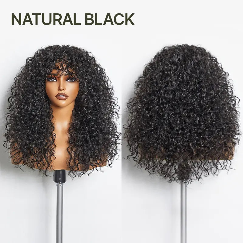 Big Volume Curly Wig with Bangs, Shaggy Layered Waves, Natural-Looking Hair for Daily Wear, Party & Cosplay