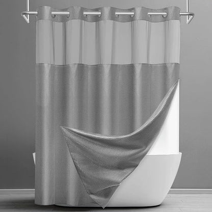 Luxury Hookless Shower Curtain with Snap-In Waterproof Liner