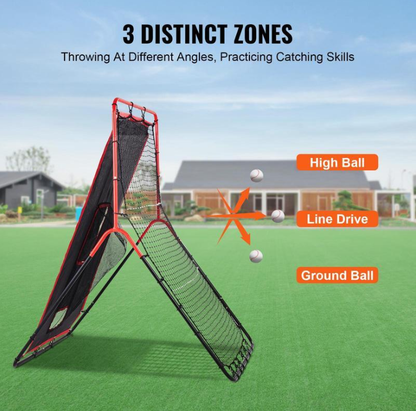 Baseball And Softball Rebounder Net, 3.5 x 4.5 ft 2-in-1 Switch Hitter Pitch Trainer, PitchBack Baseball Pitching Return