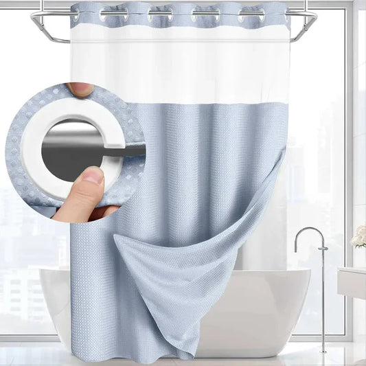 Luxury Hookless Shower Curtain with Snap-In Waterproof Liner