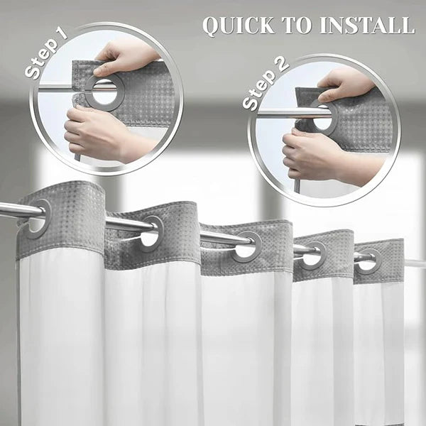 Luxury Hookless Shower Curtain with Snap-In Waterproof Liner