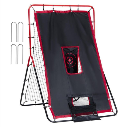 Baseball And Softball Rebounder Net, 3.5 x 4.5 ft 2-in-1 Switch Hitter Pitch Trainer, PitchBack Baseball Pitching Return