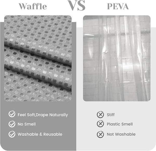Luxury Hookless Shower Curtain with Snap-In Waterproof Liner