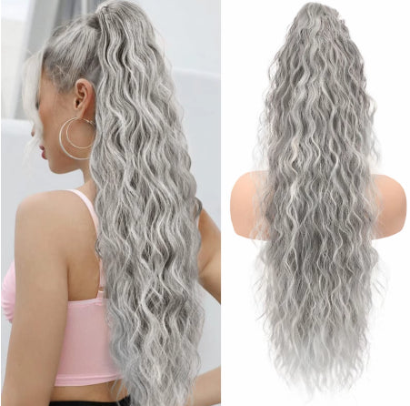 🩷Curly Wavy Frizzy Hair Extension with Ponytail