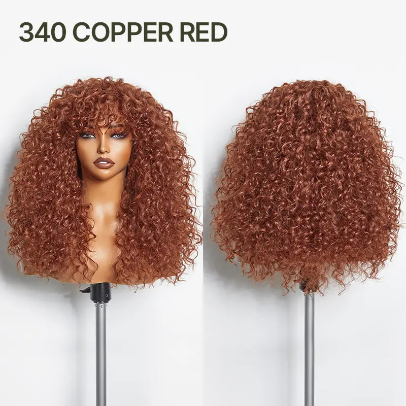 Big Volume Curly Wig with Bangs, Shaggy Layered Waves, Natural-Looking Hair for Daily Wear, Party & Cosplay