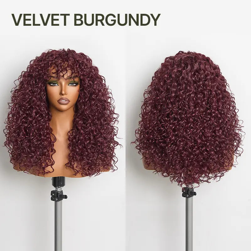 Big Volume Curly Wig with Bangs, Shaggy Layered Waves, Natural-Looking Hair for Daily Wear, Party & Cosplay