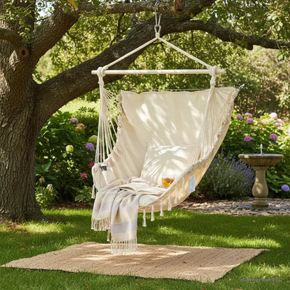 Hammock Chair with Cushions – 330LB Foldable Indoor Outdoor Swing