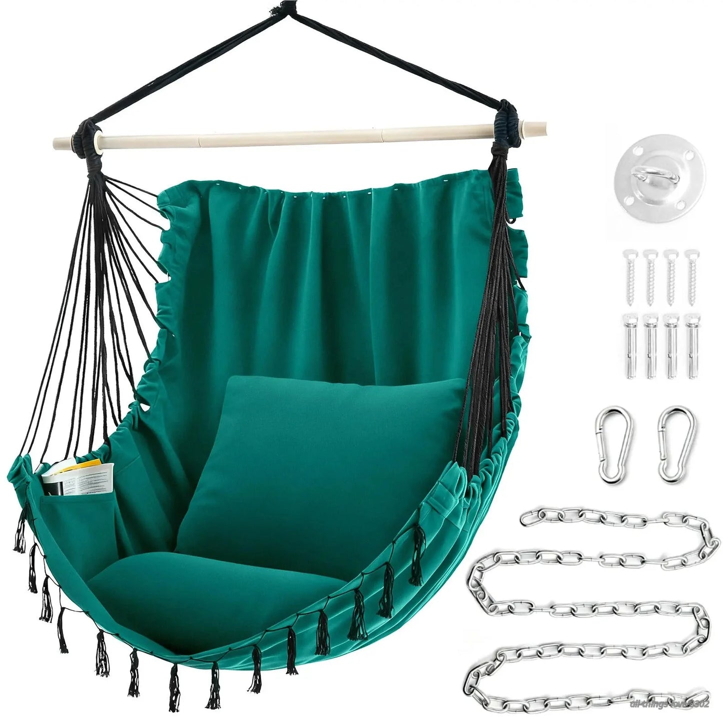 Hammock Chair with Cushions – 330LB Foldable Indoor Outdoor Swing